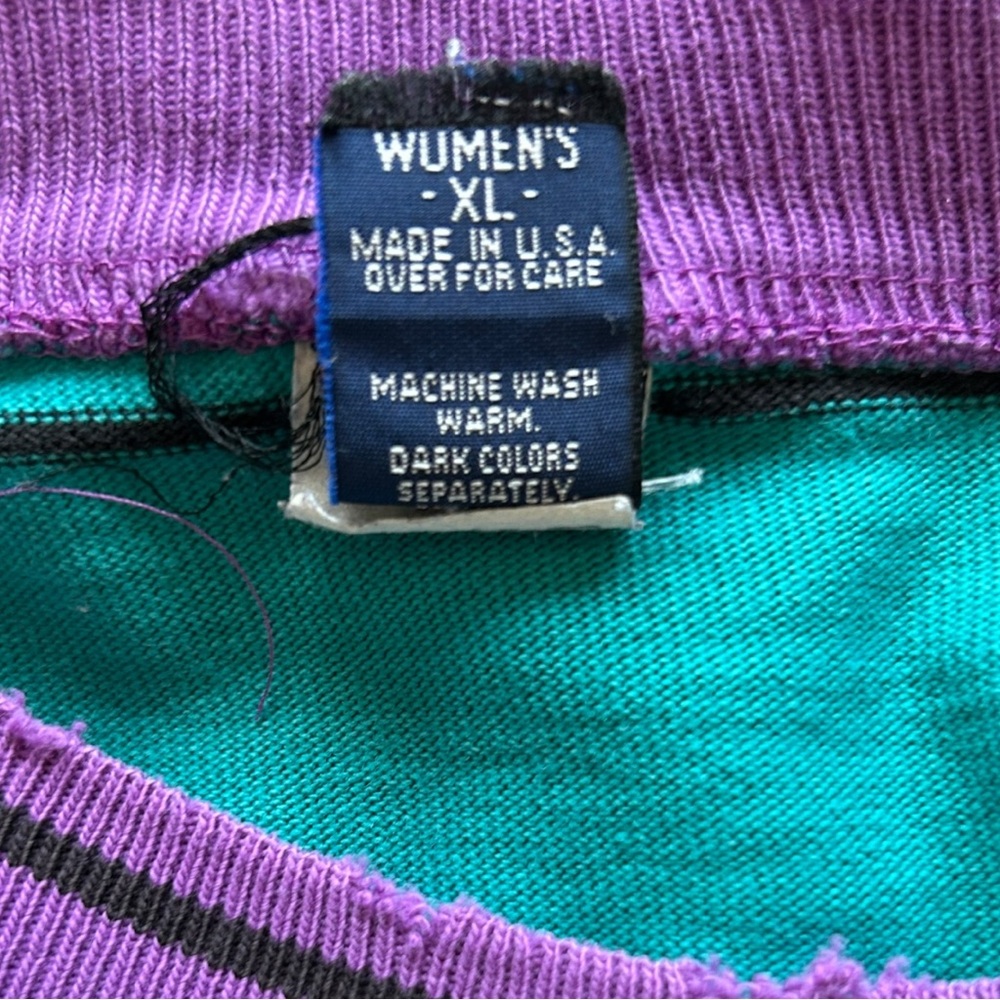 Vintage Teal and Purple Striped Sweatshirt - Picture 3 of 3